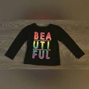 Garanimals Black Long Sleeve Tee with Rainbow 'Beautiful' Design